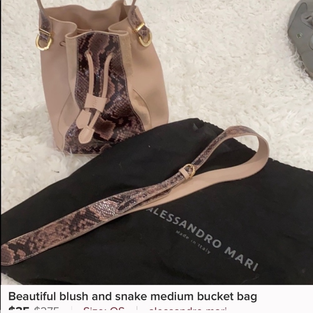 Alessandro leather snake embossed blush bag